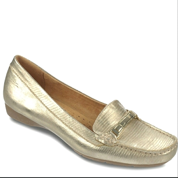Naturalizer N5 Women's Comfort Gold Loafer Slip On Shoes Reptile Print Sz 9M🌴 - Picture 1 of 9